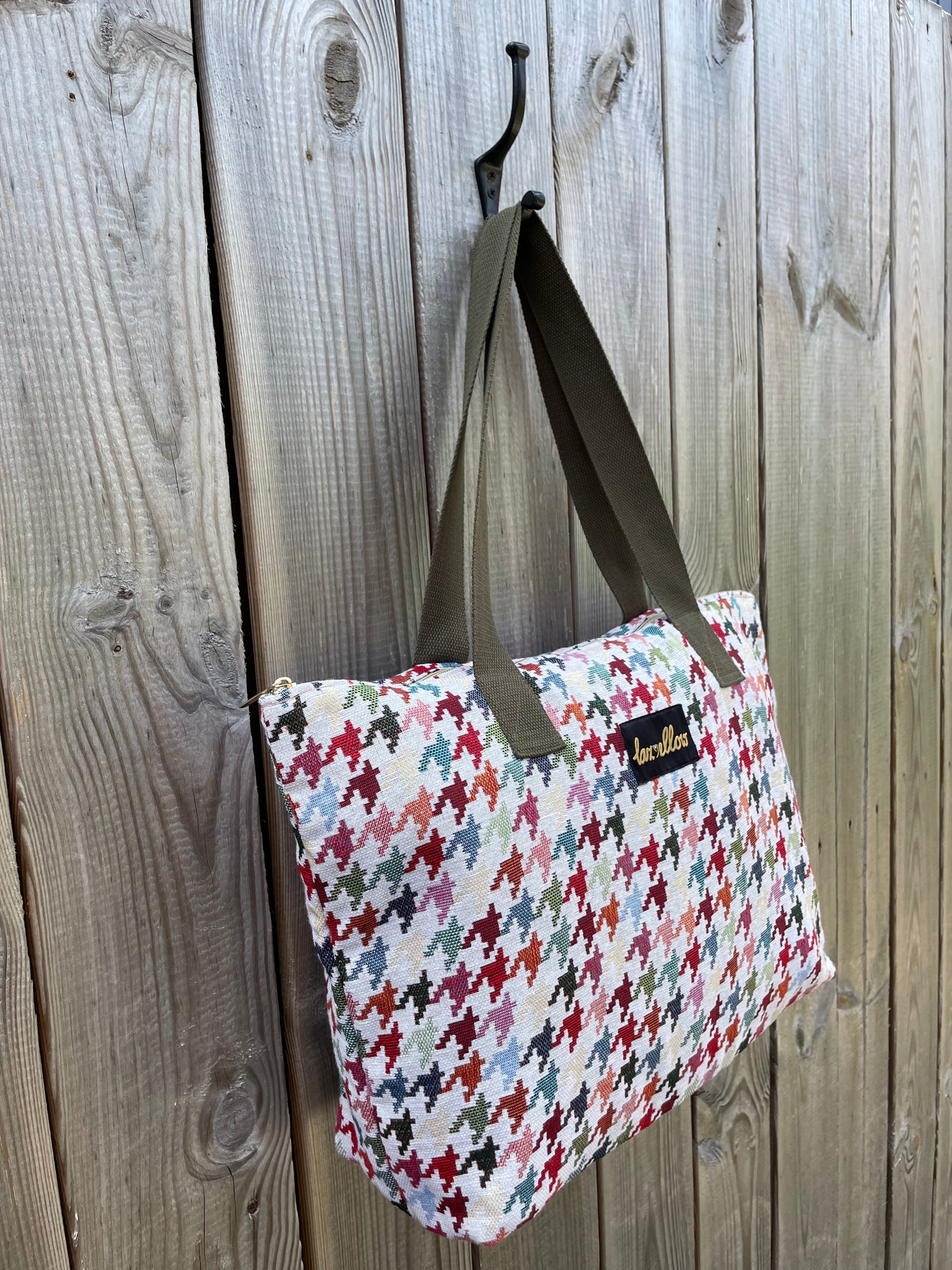 Tas gobelin kleuren 'Kippenpoot' met rits