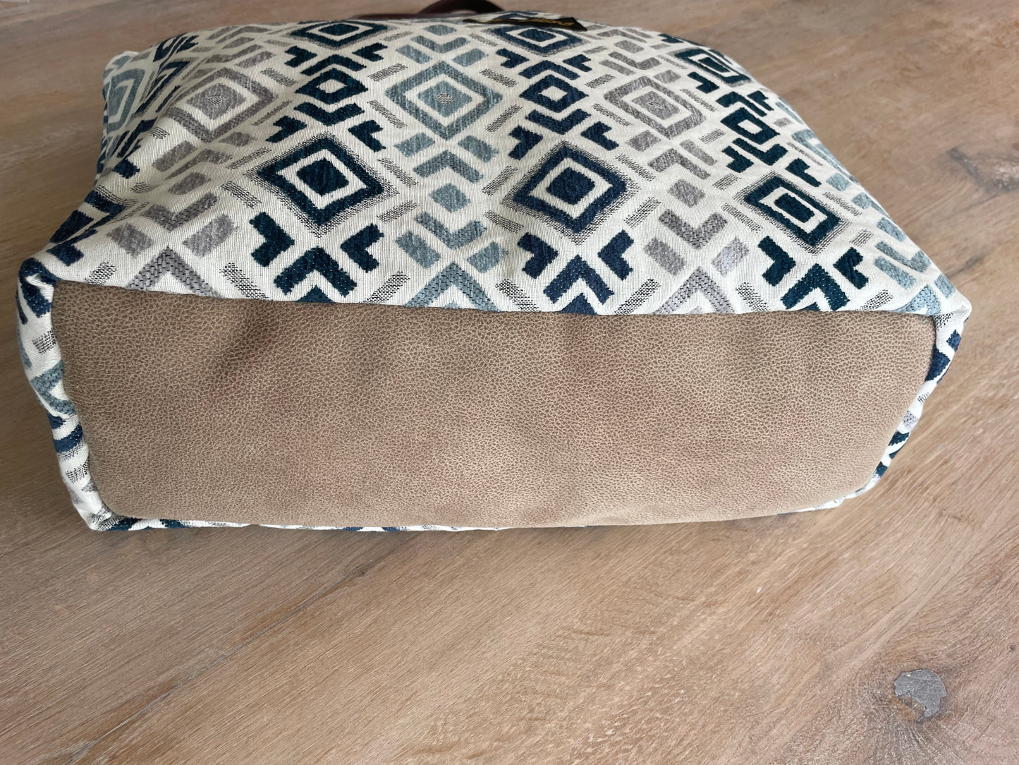 Tas blauw-wit patroon met rits
