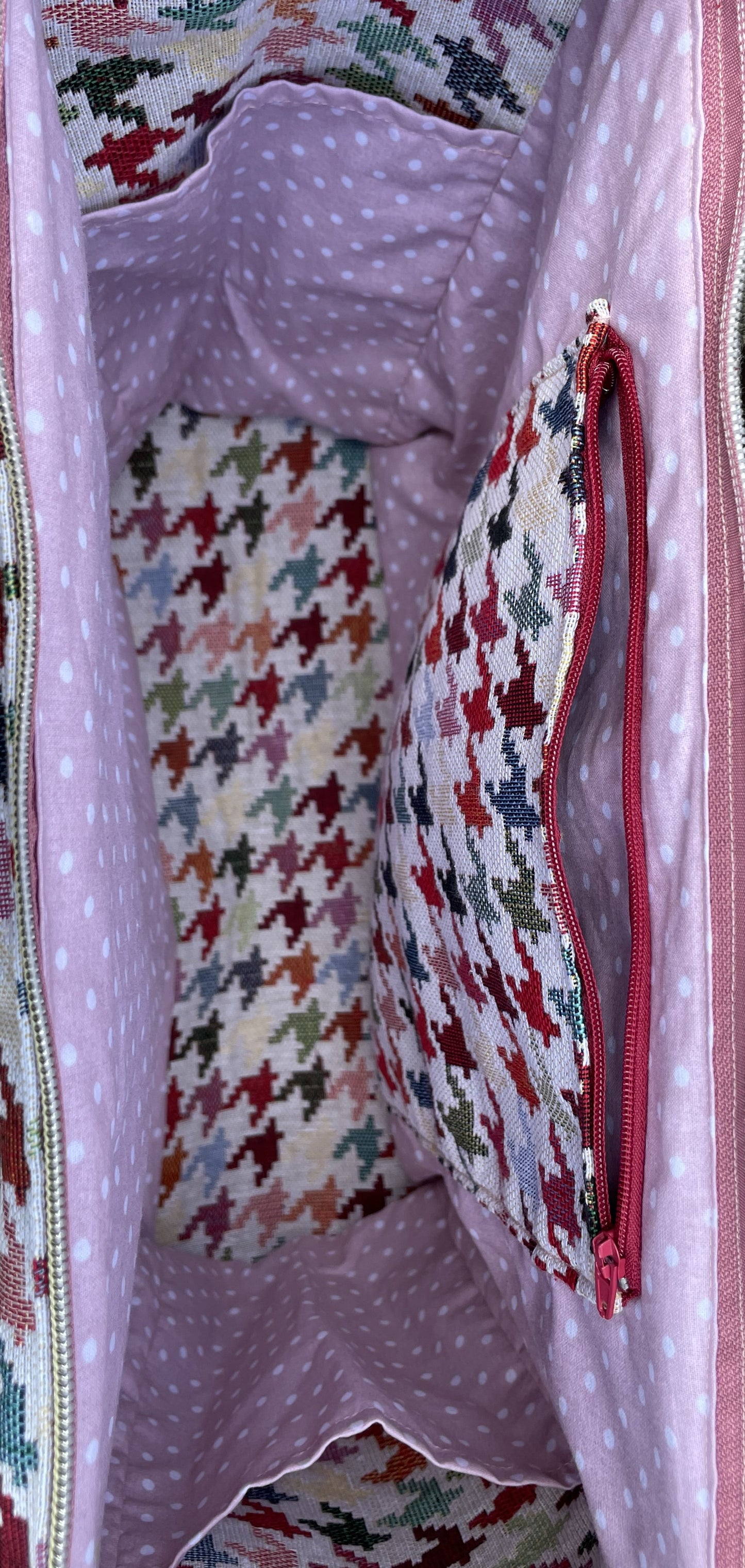Tas gobelin kleuren 'Kippenpoot' met rits