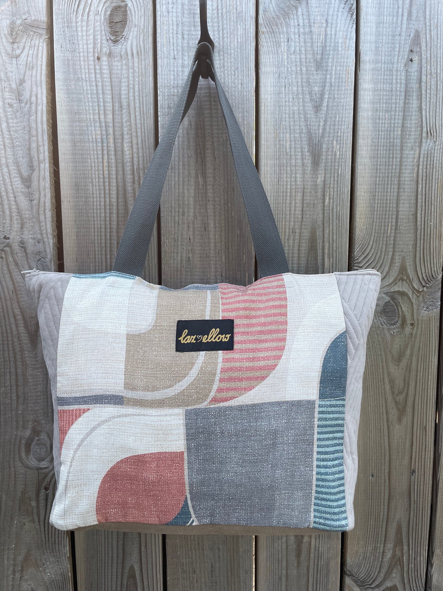 Tas roze-blauw-grijs met rits