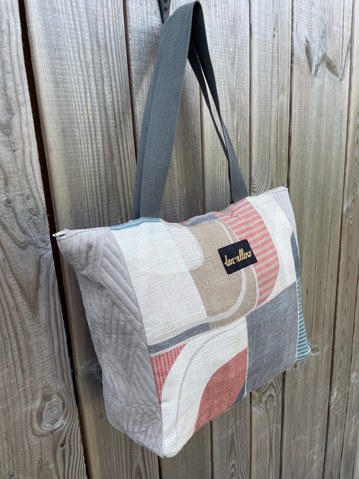 Tas roze-blauw-grijs met rits