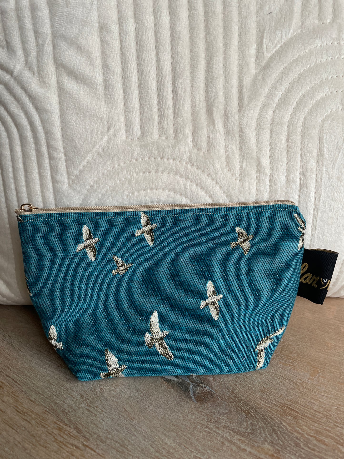 Toilettasje Mini Petrol vogels STUUR EEN MAIL OM TE BESTELLEN!