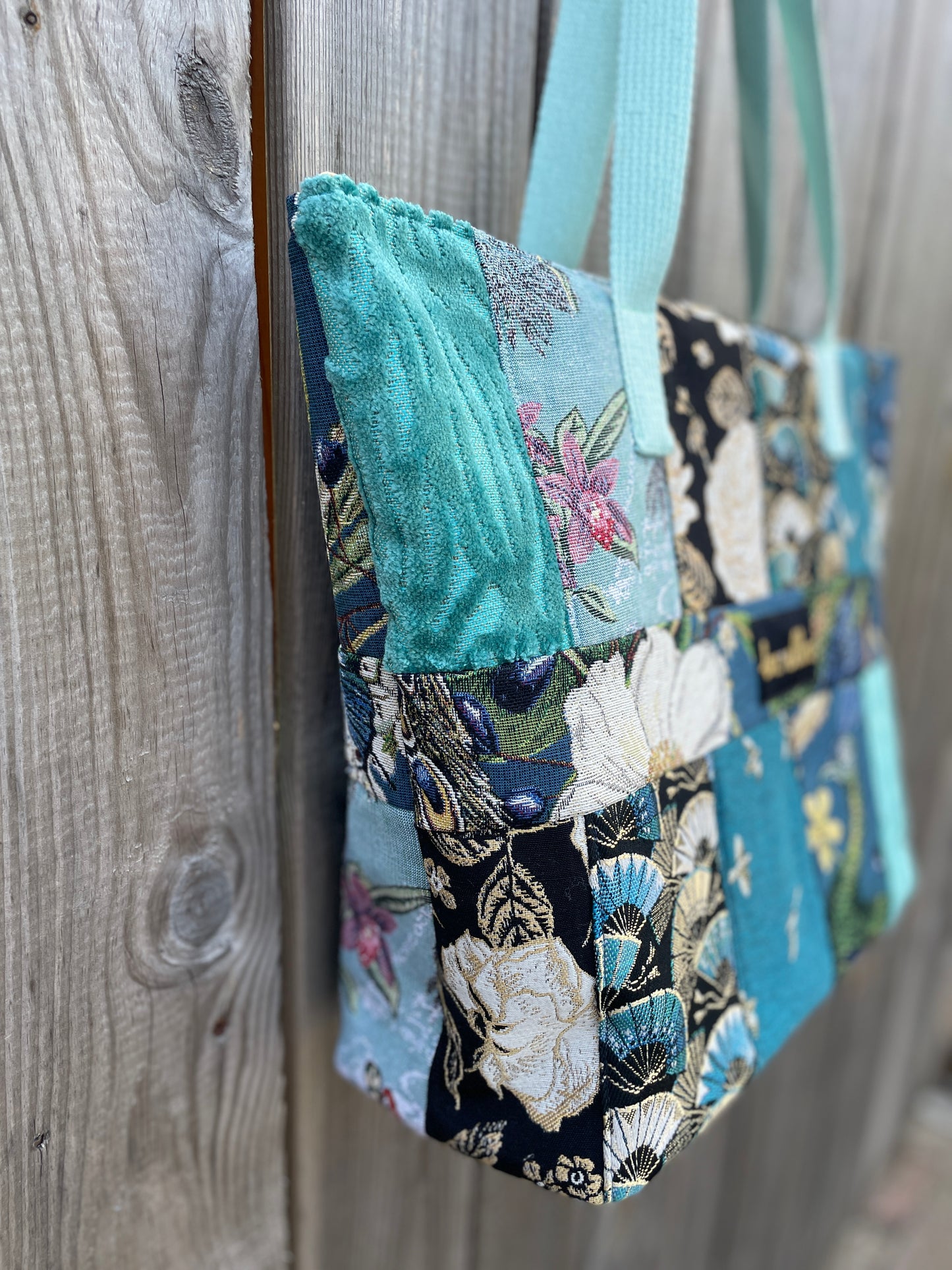 Tas maxi: Patchwork aqua